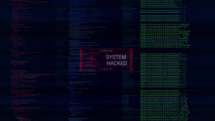Wall Mural - distorted glitched scrolling programming security hacking code data flow stream coding, hacking, enc