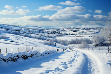 beautiful allure of snow clouds gracefully descending upon moors, enveloping landscape in a vibrant color stillness, and bestowing upon this windswept terrain wondrous transformative power of snow