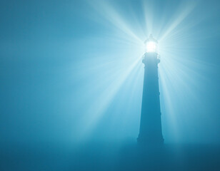 Wall Mural - Lighthouse in Fog