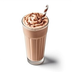 Canvas Print - Chocolate Milkshake, Isolated on white background, flat lay