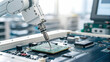 © Netaya - Robotic Hand Assembling Microchip Macro Shot on Circuit Board with Copy Space