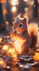 Playful d style squirrel holding AI generated illustration