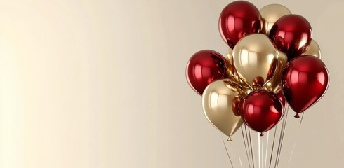 Canvas Print - A festive scene decorated with red and gold balloons. 