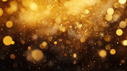 Wall Mural - a shimmering golden background filled with sparkling particles and bokeh effects.