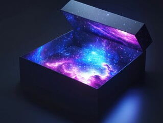 Wall Mural - a box revealing a vibrant, cosmic scene filled with stars and nebulae.