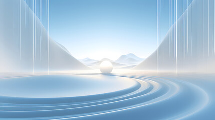 Wall Mural - Digital blue and white circular ripples graphics poster background