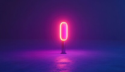 Wall Mural - a glowing neon sign with a minimalist design, emitting pink and purple light.