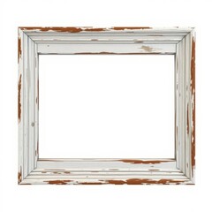 Vintage wood picture frame in white paint weathered object isolated frame isolated frame border design background isolated