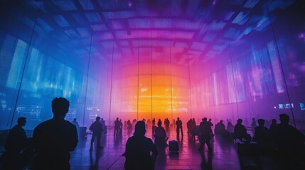 Wall Mural - trends in wi-fi usage over time with colorful visual effects