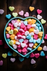 Wall Mural - Colorful Heart-Shaped Candy on Table