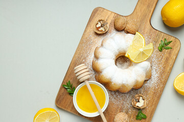 Wall Mural - Tasty bake food concept - delicious lemon cake