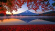 © Rafiullah - Colorful Autumn Season and Mountain Fuji with morning fog and red leaves at lake Kawaguchiko is one of the best places in Japan