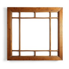 A vintage wooden picture frame with a blank white window framed against a background frame isolated frame border design background isolated