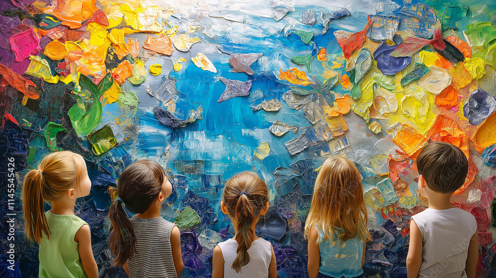 Ilustración de Stock Recycle and Reuse. Bright images of kids sorting ...