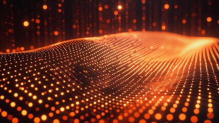 Wall Mural - a bright orange wave of dots that is almost like a painting