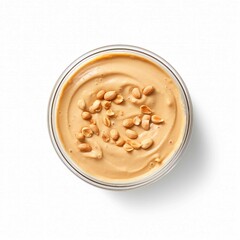 Wall Mural - Creamy Peanutbutter, Isolated on white background, flat lay