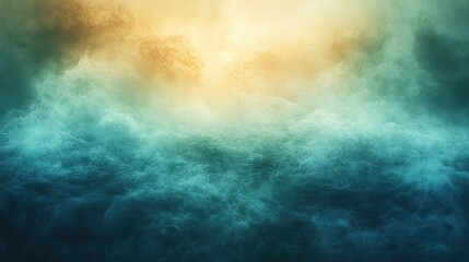 Wall Mural - Abstract Teal and Gold Swirling Cloudscape Image