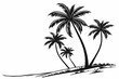 © farzana - coconut tress silhouette on white background black color line art D.eps