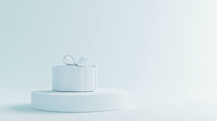 Leinwandbilder - Minimalist gift box on platform with soft edges and gradient shadows, creating clean aesthetic