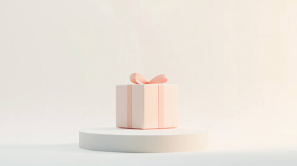 Leinwandbilder - minimalist gift box with soft edges and bow on platform, rendered in clean style. perfect for celebr