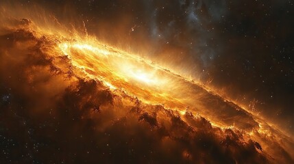 Wall Mural - a black hole pulls in gas and dust, a dark universe background for adventure and exploration, a wall