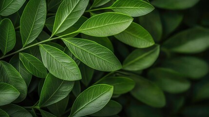 Poster - Micro foliage idea. Lush green leaves create a vibrant and fresh natural environment.