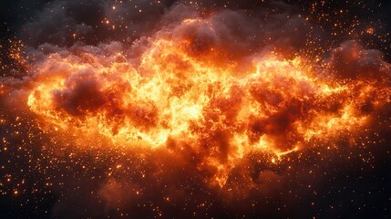 Wall Mural - A fiery explosion with smoke represents danger, destruction, and burning energy, creating an inferno effect.