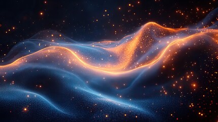 Wall Mural - a futuristic blue sound wave with a dynamic shape and curve represents cyber security and modern fib
