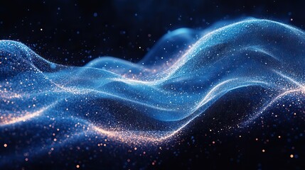Wall Mural - a futuristic blue sound wave with an abstract shape and curve represents cloud computing and modern 
