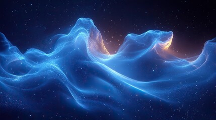 Wall Mural - a futuristic blue sound wave with an abstract shape and curve represents cloud computing and modern 