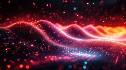 Wall Mural - a futuristic texture with sound waves and wallpaper symbolizes abstract connection, coding, cloud co