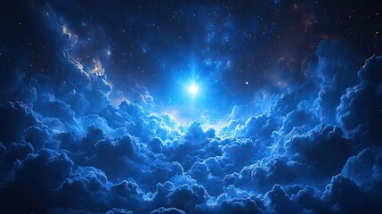 Wall Mural - A galaxy and clouds shine brightly against a dramatic space background, a wallpaper design for astrology and astronomy enthusiasts, capturing the beauty of the cosmos.