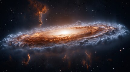 Wall Mural - a galaxy and clouds shine brightly against a dramatic space background, a wallpaper design for astro