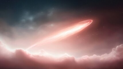 Wall Mural - A bright orange comet is flying through the sky