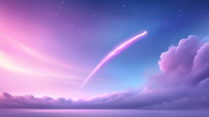 Wall Mural - A purple sky with a bright streak of light shooting through it