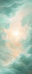 Wall Mural - a painting of a sky with clouds and a sun