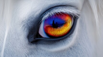 Wall Mural - Close-up of a horse's eye showcasing vibrant colors and intricate details.