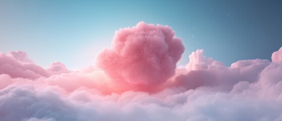 Wall Mural - a pink cloud in the sky with a heart shape in the middle