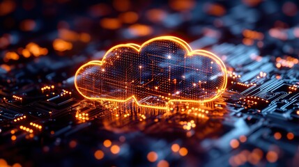 Wall Mural - a neon circuit board with a networking graph represents the metaverse, cloud computing, big data, an