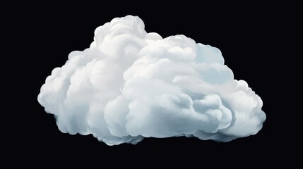 fluffy white cloud isolated on a black background showcasing an abstract nature illustration with so