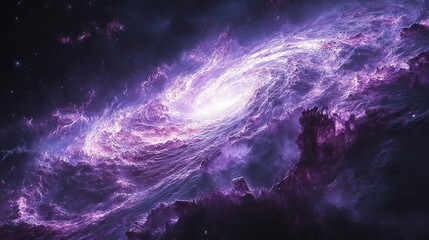 Wall Mural - a purple galaxy fills the vastness of space, a dark universe background for adventure and exploratio