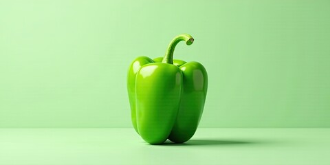 Sticker - A Vibrant Green Bell Pepper on a Matching Background, a Simple Yet Striking Image Perfect for Culinary or Health-Related Projects