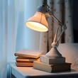 © Azmi - study lamp with coffee and pencils and books on the table