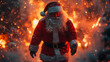 © Kike Fajardo - Santa Claus walking at night with explosion background