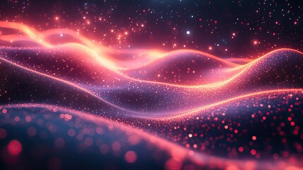 Wall Mural - Abstract bokeh or stream in 3D art, representing the future of light travel or particle of metaverse wallpaper, spots, lines, or pattern of flow energy