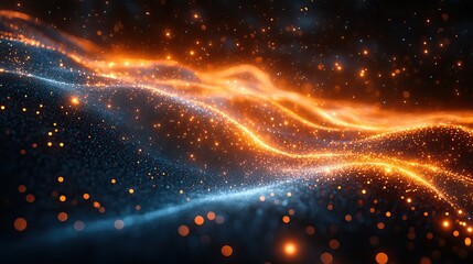 Wall Mural - abstract internet and cyberspace with particle network and connection symbolize quantum computing, d