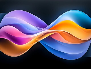 Wall Mural - a vibrant, abstract design featuring flowing waves of colors, blending shades of pink, purple, orang