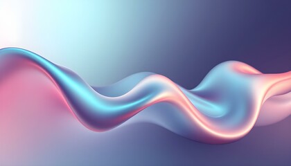 Fototapete - Colorful holographic fluid waves with neon hues and glossy reflections, iridescent, futuristic, curves, and motion. Abstract swirling holographic liquid in pink and blue hues. Abstract 3d metallic