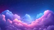 © Holo Frame - Vibrant sunset clouds against a dark sky with starry night backdrop creating a serene and dreamlike atmosphere for artistic backgrounds.
