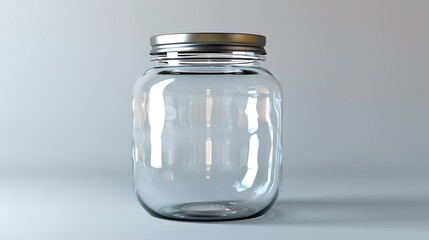 Wall Mural - A transparent glass jar with a metal lid, clean and crisp.